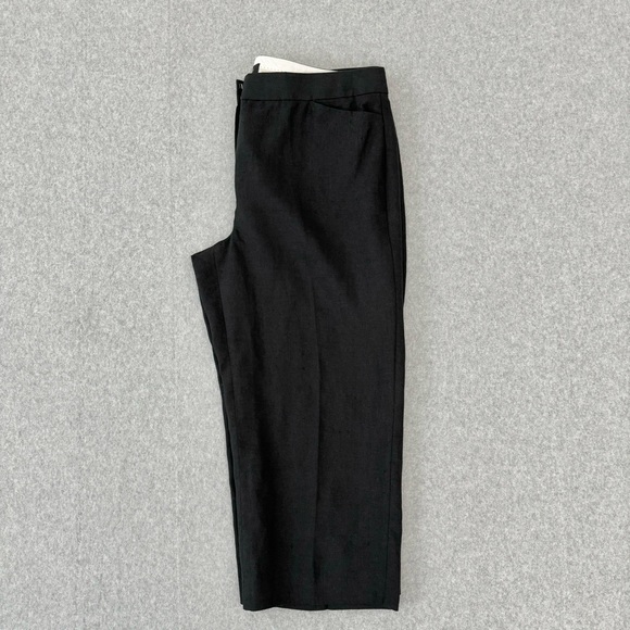Talbots Womens Pants Size 12 Petite Linen Capri Culottes 34 x 21 Black Pockets - Picture 8 of 15